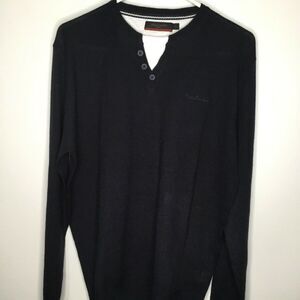 Pierre Cardin Men's Navy Knit Long Sleeve Pullover Henley Sweater Size L